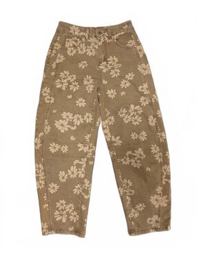 Floral Print Brown High Waist Jeans Size S